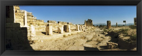 Framed Ruins of Hierapolis at Pamukkale with mountains in the background, Anatolia, Central Anatolia Region, Turkey Print