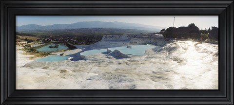 Framed Hot springs and Travertine Pool with Cloudy Sky, Pamukkale, Turkey Print