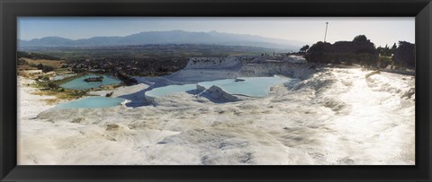 Framed Hot springs and Travertine Pool with Cloudy Sky, Pamukkale, Turkey Print