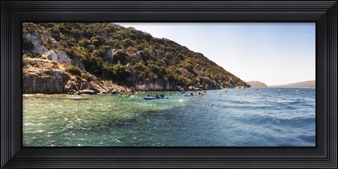 Framed People kayaking in the Mediterranean sea, Sunken City, Kekova, Antalya Province, Turkey Print