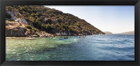 Framed People kayaking in the Mediterranean sea, Sunken City, Kekova, Antalya Province, Turkey Print