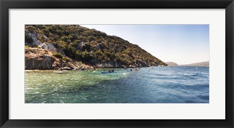 Framed People kayaking in the Mediterranean sea, Sunken City, Kekova, Antalya Province, Turkey Print