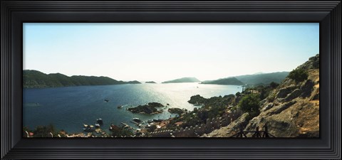 Framed View of village and sea, Kekova, Lycia, Antalya Province, Turkey Print