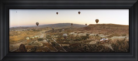 Framed Hot air balloons in flight over Cappadocia, Central Anatolia Region, Turkey Print