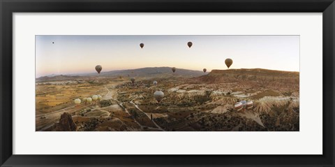 Framed Hot air balloons in flight over Cappadocia, Central Anatolia Region, Turkey Print