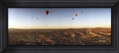 Framed Hot air balloons in the sky over Cappadocia, Central Anatolia Region, Turkey Print