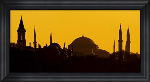 Framed Silhouette of a mosque, Blue Mosque, Istanbul, Turkey Print