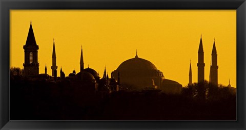 Framed Silhouette of a mosque, Blue Mosque, Istanbul, Turkey Print