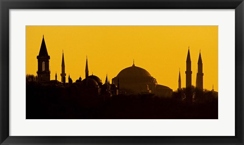 Framed Silhouette of a mosque, Blue Mosque, Istanbul, Turkey Print