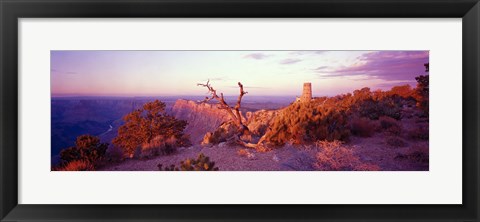 Framed Rock formations with a river, Desert View Watchtower, Desert Point, Grand Canyon National Park, Arizona Print