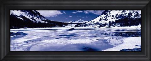 Framed Lake and snowcapped mountains, Tioga Lake, Inyo National Forest, Eastern Sierra, Californian Sierra Nevada, California Print