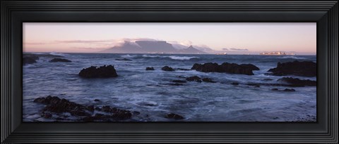 Framed Rocks in the sea with Table Mountain, Cape Town, South Africa Print