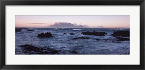 Framed Rocks in the sea with Table Mountain, Cape Town, South Africa Print