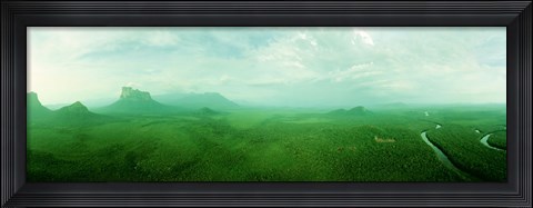 Framed Aerial View Of Green Misty Landscape, Autana Tepuy, Venezuela Print
