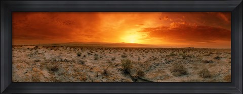 Framed Sunset over a desert, Palm Springs, California, USA Print
