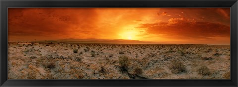 Framed Sunset over a desert, Palm Springs, California, USA Print