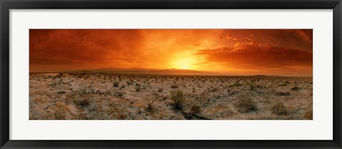 Framed Sunset over a desert, Palm Springs, California, USA Print