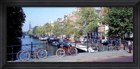 Framed Netherlands, Amsterdam, bicycles Print