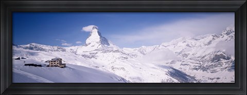 Framed Hotel on a polar landscape, Matterhorn, Zermatt, Switzerland Print