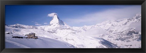 Framed Hotel on a polar landscape, Matterhorn, Zermatt, Switzerland Print
