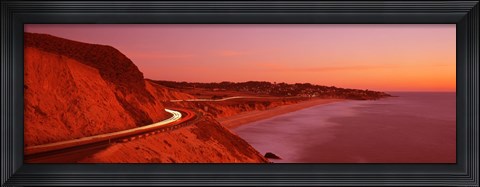 Framed Pacific Coast Highway At Sunset, California, USA Print