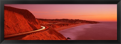 Framed Pacific Coast Highway At Sunset, California, USA Print