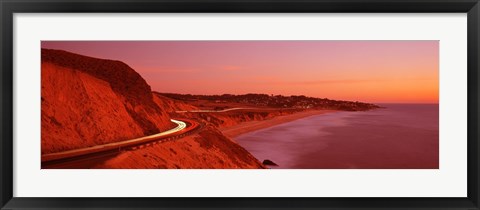 Framed Pacific Coast Highway At Sunset, California, USA Print