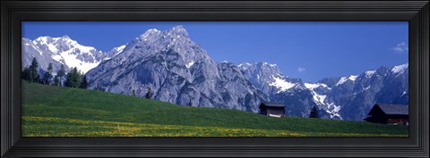 Framed Field Of Wildflowers With Majestic Mountain Backdrop, Karwendel Mountains, Austria Print