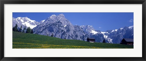 Framed Field Of Wildflowers With Majestic Mountain Backdrop, Karwendel Mountains, Austria Print