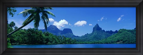 Framed Lush Foliage And Rock Formations, Moorea Island, Tahiti Print