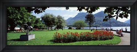 Framed Park near Lake Lugano bkgrd MT Monte Bre canton Ticino Switzerland Print