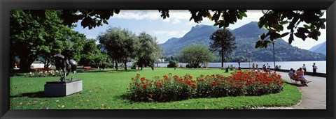 Framed Park near Lake Lugano bkgrd MT Monte Bre canton Ticino Switzerland Print