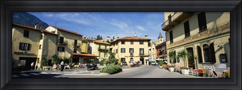 Framed Tourists Sitting At An Outdoor Cafe, Menaggio, Italy Print