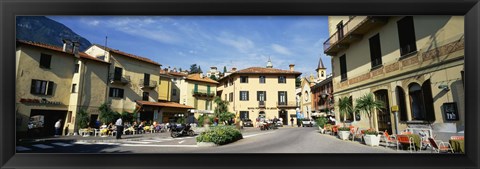 Framed Tourists Sitting At An Outdoor Cafe, Menaggio, Italy Print