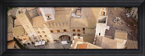 Framed High angle view of houses, San Gimignano, Tuscany, Italy Print
