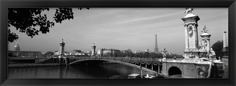 Framed Pont Alexandre III, Seine River, Paris, Ile-de-France, France (black and white) Print