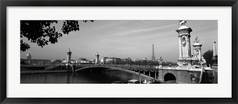 Framed Pont Alexandre III, Seine River, Paris, Ile-de-France, France (black and white) Print