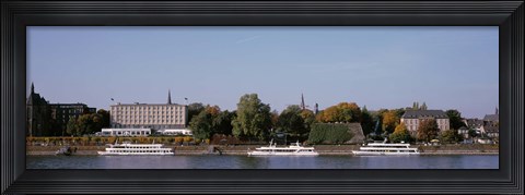 Framed Tour Boat In The River, Rhine River, Bonn, Germany Print