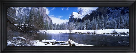 Framed USA, California, Yosemite National Park, Flowing river in the winter Print