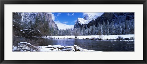 Framed USA, California, Yosemite National Park, Flowing river in the winter Print