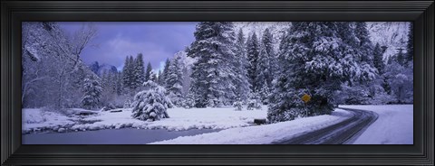 Framed Winter Road, Yosemite Park, California, USA Print