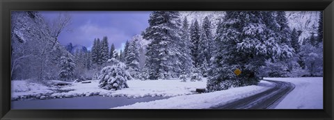 Framed Winter Road, Yosemite Park, California, USA Print