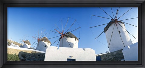 Framed Windmills Santorini Island Greece Print
