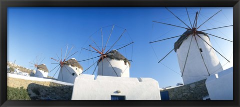 Framed Windmills Santorini Island Greece Print