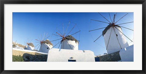 Framed Windmills Santorini Island Greece Print