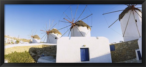 Framed Traditional windmill in a village, Mykonos, Greece Print