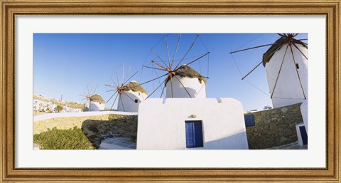 Framed Traditional windmill in a village, Mykonos, Greece Print