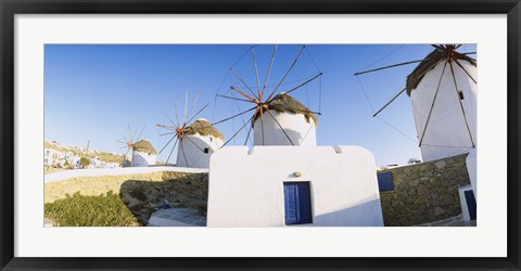 Framed Traditional windmill in a village, Mykonos, Greece Print