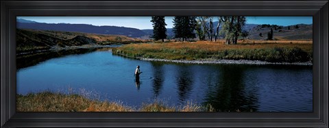 Framed Trout fisherman Slough Creek Yellowstone National Park WY Print