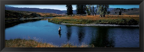 Framed Trout fisherman Slough Creek Yellowstone National Park WY Print